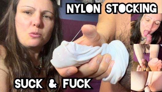 Nylon Stocking Cock Fucks Wet Pussy & Cumshot